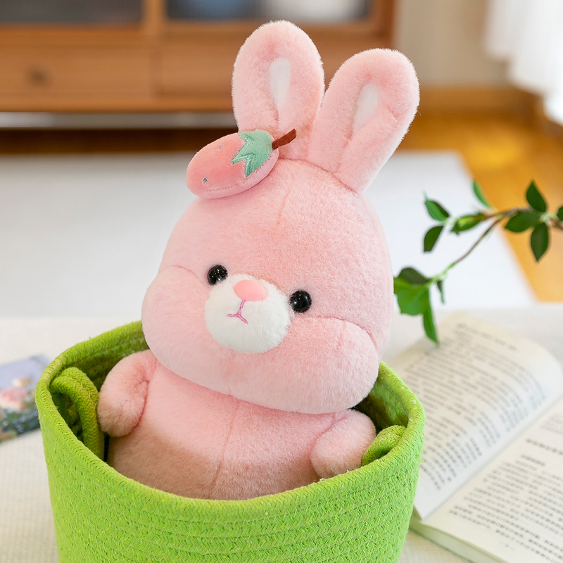 Cute Watermelon Strawberry Rabbit Doll Little Bunny Doll Plush Toys 8-Inch Dolls for Clawing Birthday Gift