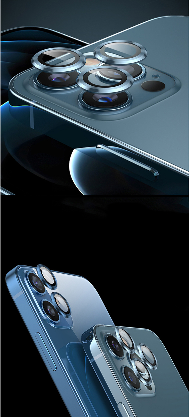 适用iphone12promax鹰眼一体玻璃镜头圈苹果后置摄像头保护膜批发