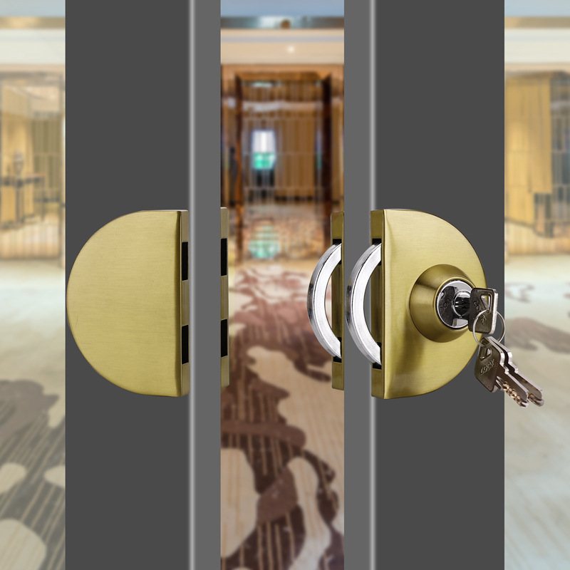 批发有框玻璃门锁带框铝合金门推拉移门锁不锈钢玫瑰金钛金木门锁