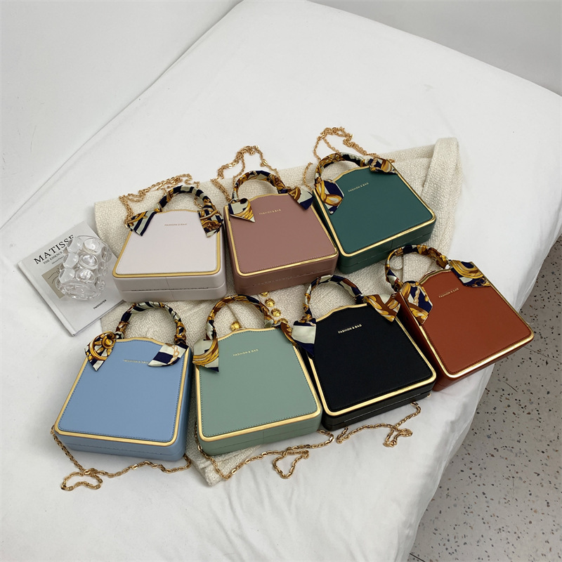 Box Bag for Women 2023 New Internet Celebrity Ins Fashionable All-Match Shoulder Bag Silk Scarf Portable Crossbody Small Square Bag