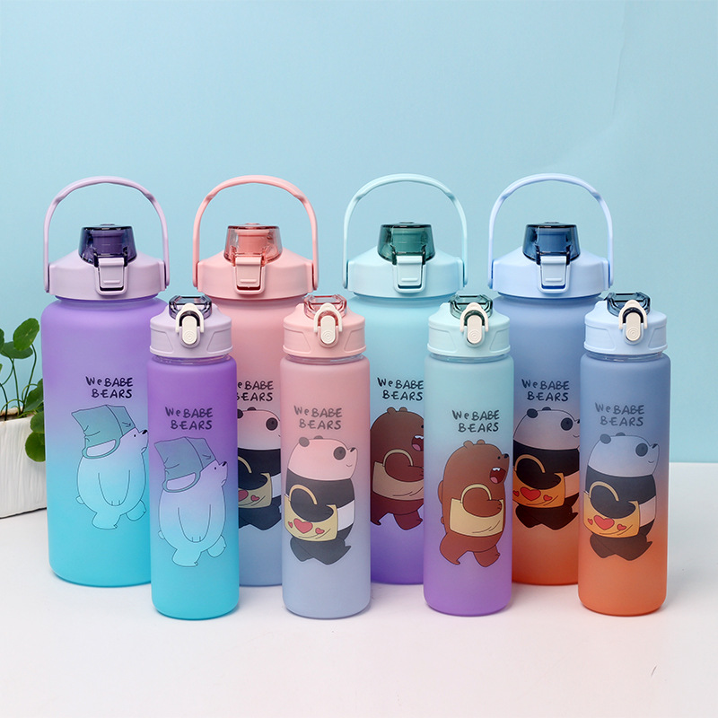 Exclusive for Cross-Border Size Cup Set Gradient Cup Set Large Capacity Plastic Water Bottle Frosted Gradient Cup Set