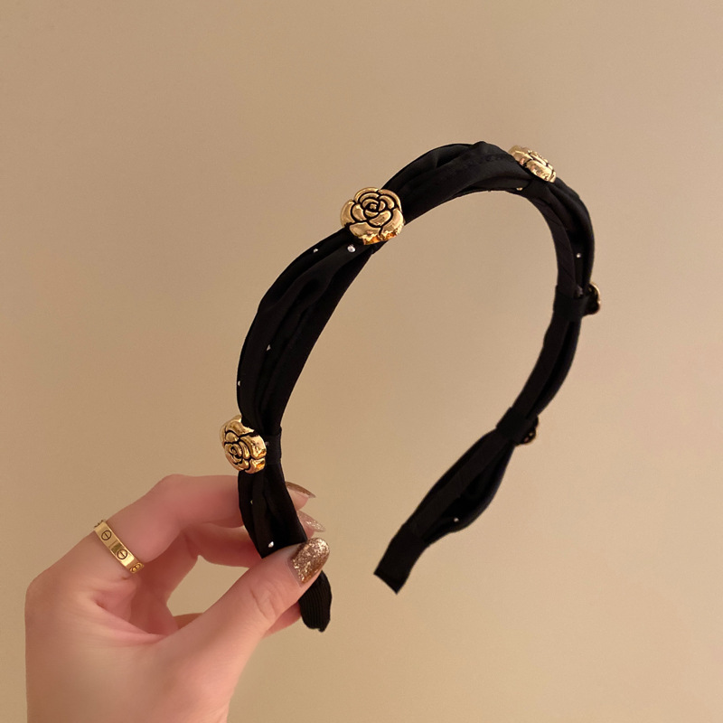 2022 New High-End Temperament Camellia Spring Headband Women's Short Hair Temperament Dry Headband Hairpin for Hair Washing Wholesale