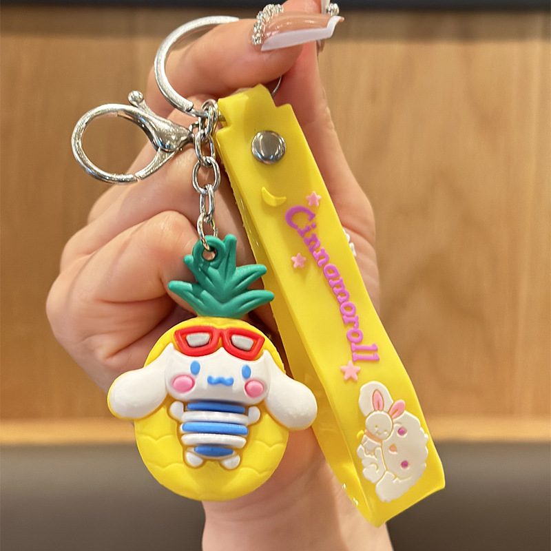 Cartoon Key Button Pendant Doll Wholesale Creative Car Couple Cute Key Ring Push Activity Small Gift Decoration