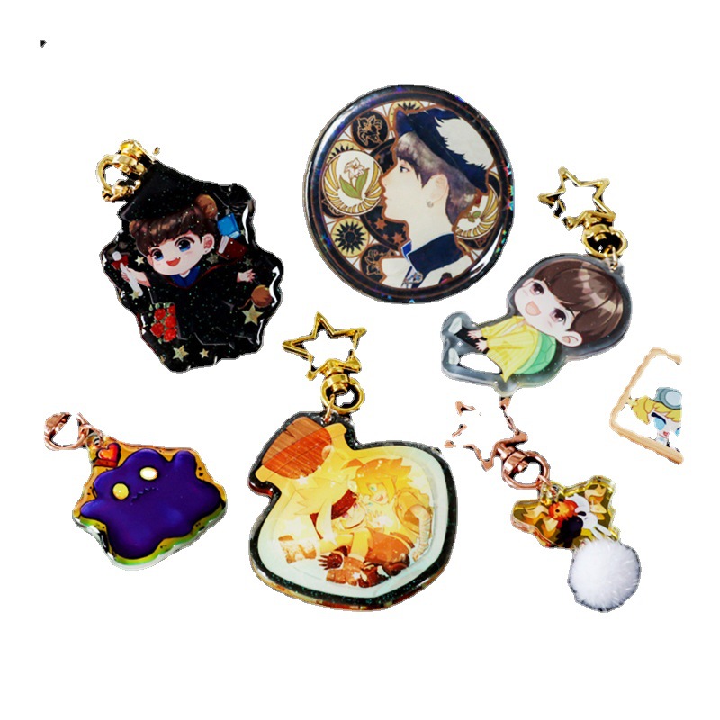 Anime Transparent Acrylic Keychain Creative Peripheral Cartoon Character Star Humanoid Standee Handbag Pendant DIY