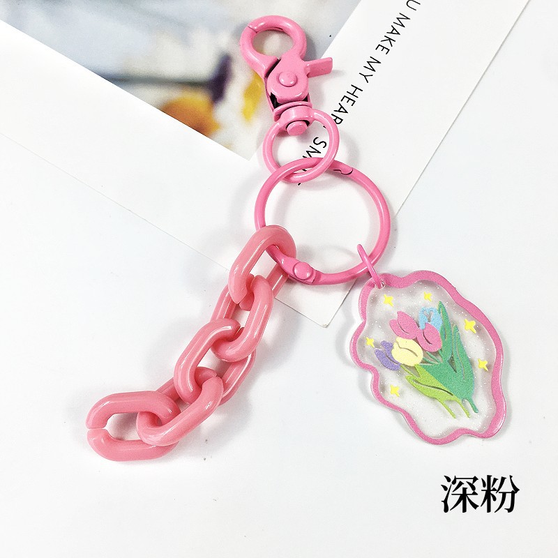 DIY Acrylic Chain Embossed Printed Keychain Pendant Opening Ring Buckle Purse Accessories Phone Case Decoration