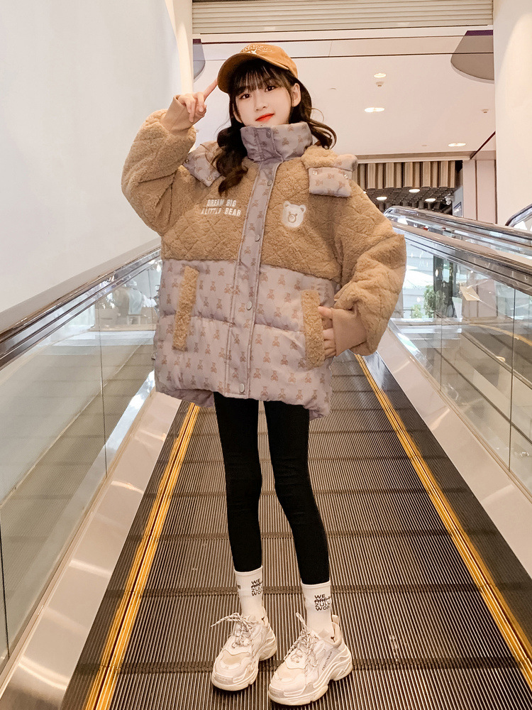 Girls' down Cotton-Padded Clothes 2023 New Winter Clothes Western Style Children's Winter Cotton-Padded Coat Autumn and Winter Women's Teens' Padded Jacket