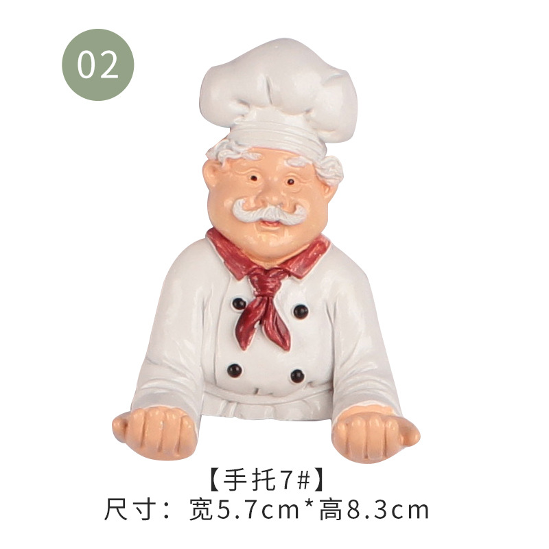 Cartoon Cute Ins Resin Chef Mobile Phone Stand Sticky Hook Household Living Room Coffee Table Study Desktop Small Ornaments Ornament