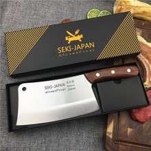 木柄菜刀砍骨刀 SEKI-JAPA斩剁大骨刀日本钢印刀具越南老拗厨房刀