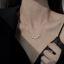 仿珍珠项链女2022新款轻奢高级设计感小众网红潮钛钢锁骨链饰品潮