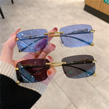 猎豹装饰无框方型太阳镜2022新款彩色复古豹子金属墨镜sunglasses