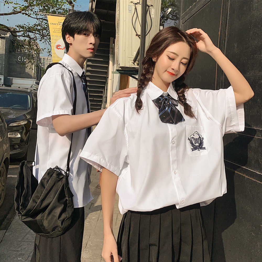毕业班服短袖衬衫学生校服套装高中生学院风制服男全套正版