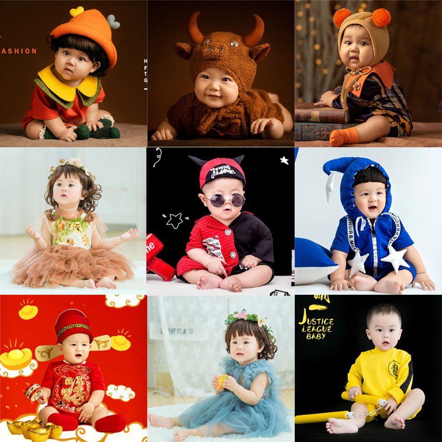 2021牛年新款儿童摄影服装影楼男女孩百天周岁宝宝主题拍照衣服饰