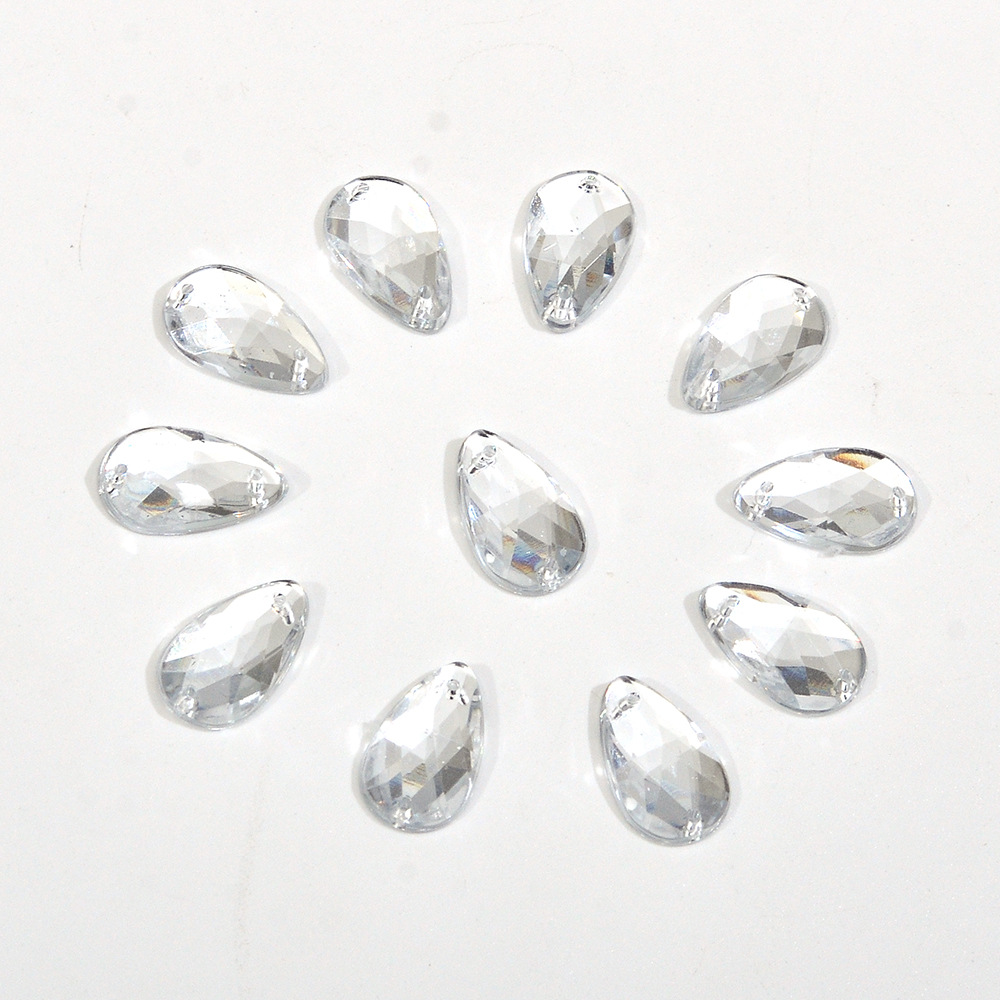 Water Drop Pointed Flat Double Hole Hand Sewing Acrylic Diamond Clothing Shoes and Hats Accessories Rhinestone Hand Sewing Sequins Rhinestone Stick Rhinestone