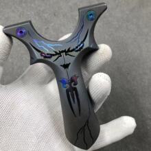 Titanium slingshot新款扁皮弹弓高精准度tc21钛合金烤蓝怪兽弹弓