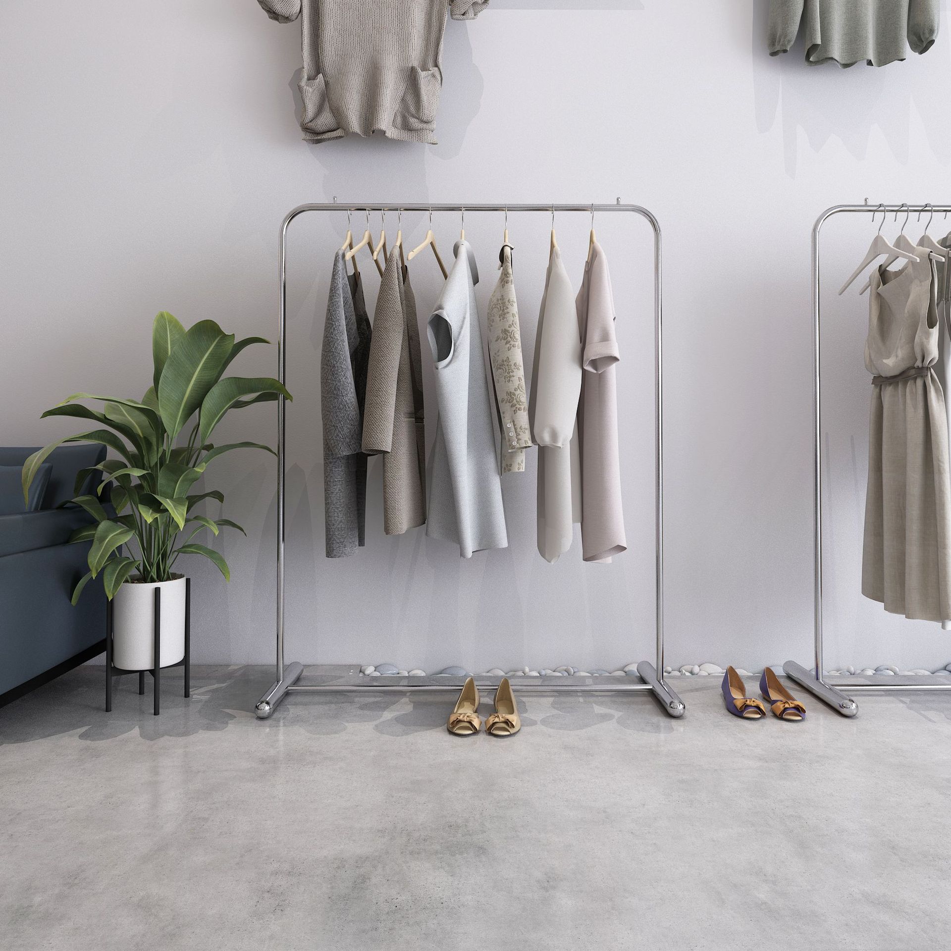 服装店展示架陈列架不锈钢落地式挂衣架童装店中岛道具女装店货架