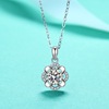 S925 Silver Necklace Carat Morsang Flower Pendant A small minority design Light extravagance temperament Silver ornament One piece On behalf of