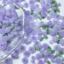 网红普罗旺斯紫色美甲材料包纯欲美甲小饰品玫瑰花美甲飾品混装