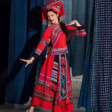 广西壮族新款三月三女款成人苗族表演服舞蹈服56个少数民族演出服