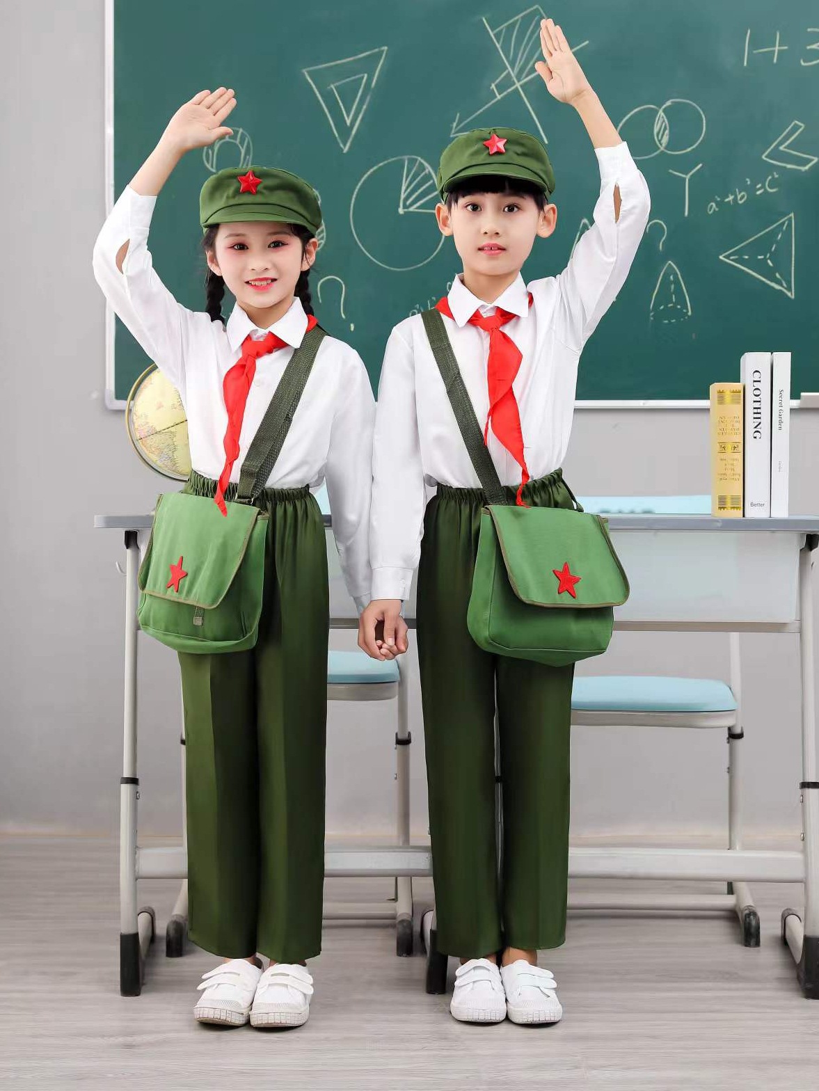 六一儿童表演服红星闪闪学习雷锋好榜样演出服红歌朗诵小红军军装