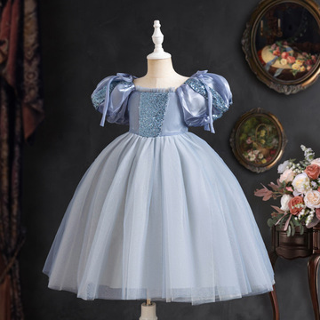 爱莎公主裙女童春秋款冰雪奇缘蓬蓬纱裙夏天儿童艾莎连衣裙礼服裙