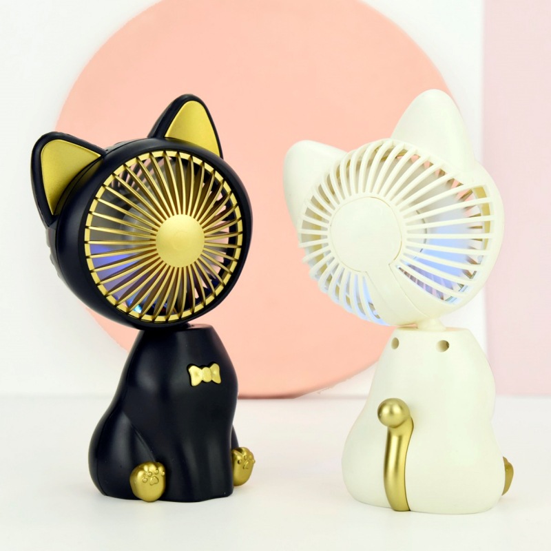 Cute Cat Desktop Charging Fan 1 When Wind Speed with Night Light Usb Charging Children's Toy Gift Wholesale