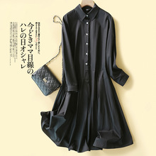 设计感新中式风琴褶连衣裙2024春季新款裙子长黑色女装一件代发