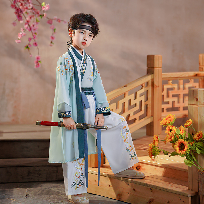 Boy's Hanfu 2023 New Autumn and Winter Original Children's Ancient Costume Chinese Style Improved Embroidered Pants Tang Suit Wholesale