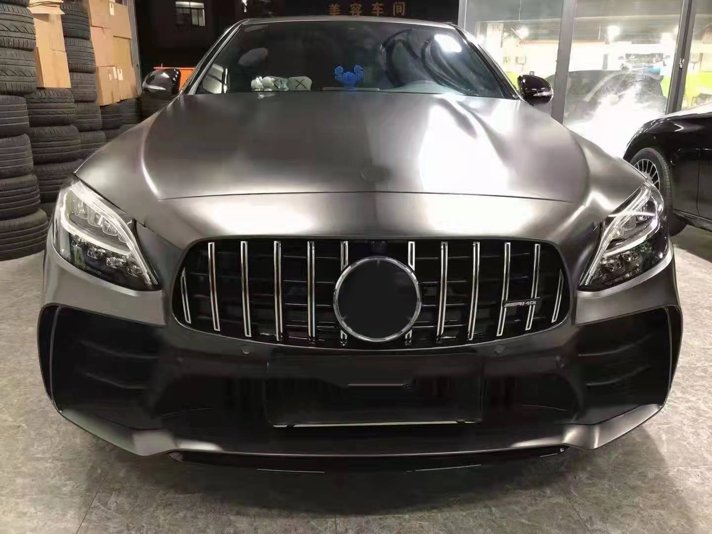 适用于2021款奔驰c级w205改黑曼巴包围,前杠总成后杠总成中网