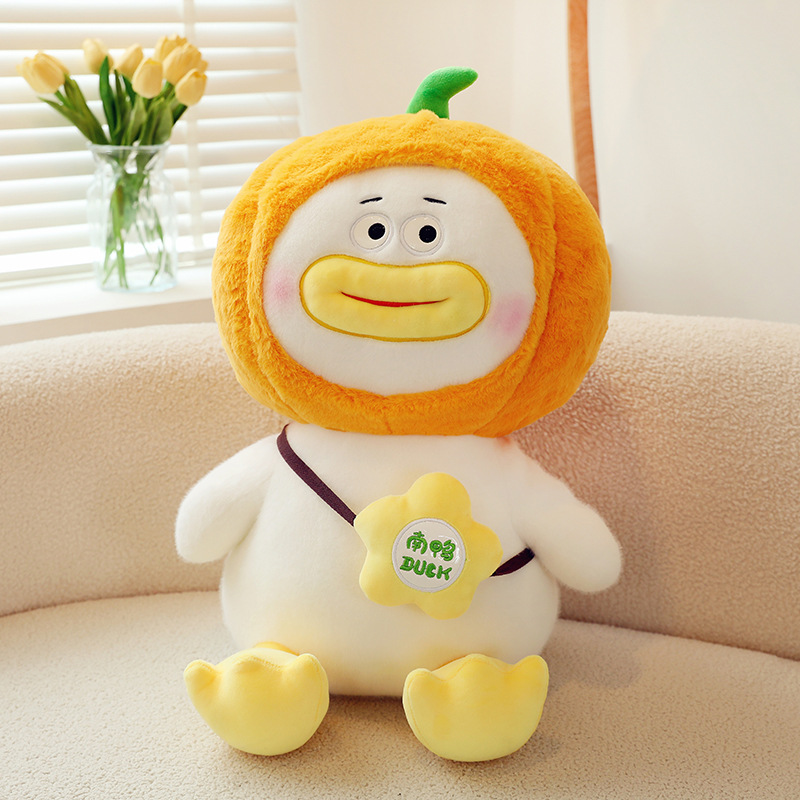 pumpkin duck plush toy bitter gourd duck doll child comfort sleep companion throw pillow puppy transformation doll birthday wholesale