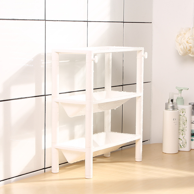 km 2337 多功能三层浴室置物架落地塑料架子卫生间沥水整理收纳架