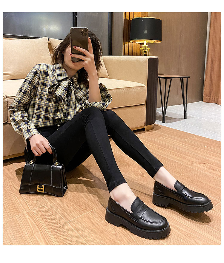 小皮鞋女英伦风2022年春季新款厚底潮流学院风休闲乐福鞋单鞋女潮