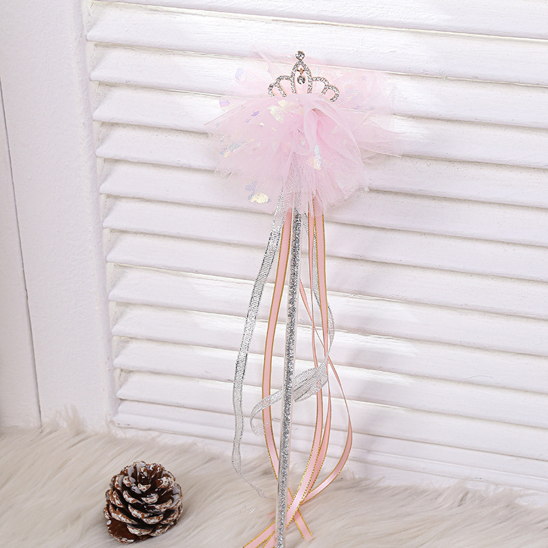 Children's Tassel Long Magic Wand Ribbon Mesh Floral Ball Hair Accessories Princess Performance Props Magic Wand Wholesale