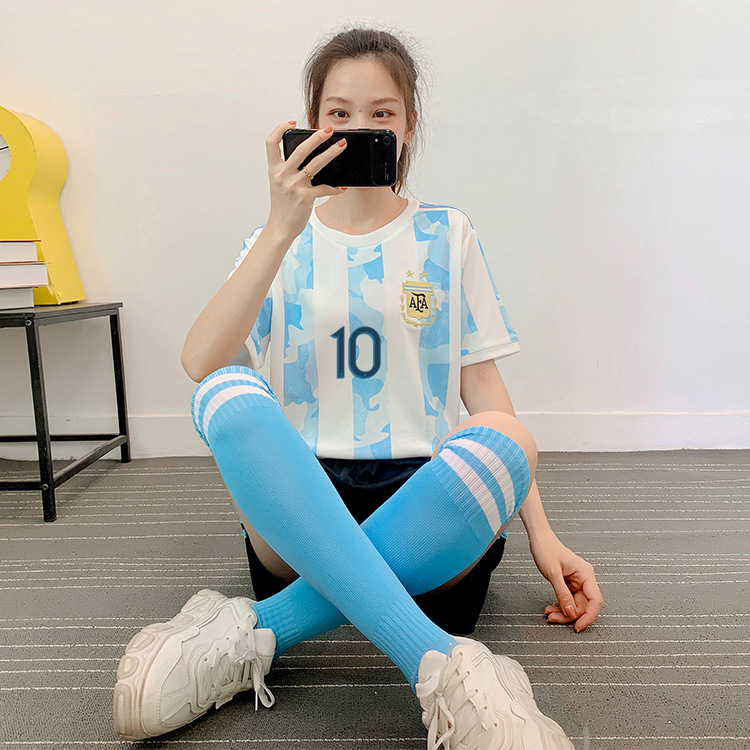 韩版足球服女套装儿童运动足球训练服学生比赛队服c罗梅西足球衣