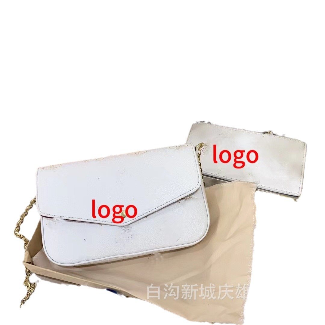 2023 Fashion Chain Pull Box Design Chain Three-Piece Card Bag Facebook Same Style Front Piece Flower Bag for Women