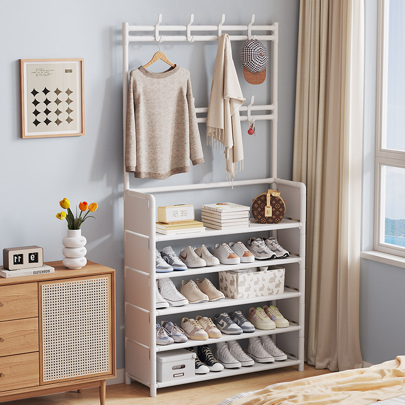 Simple Hanger Floor-Standing Household Coat Rack Dormitory Storage Shoe Rack Multi-Layer Space-Saving Shoes and Hat Rack Storage Rack Wholesale