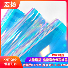 跨境热销镭射透明PVC膜炫彩透明幻彩pvc彩胶手工装饰摄影背景材料