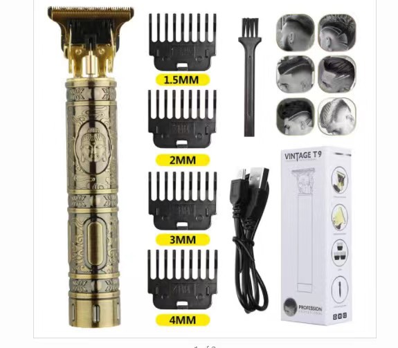 Cross-Border T9 Electric Clippers Hair Clipper Household Plastic Dragon and Phoenix Buddha Head Professional Carving Electric Clipper Oil Head Electrical Hair Cutter