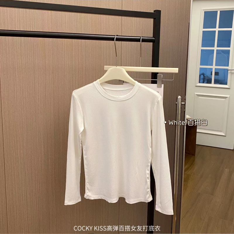 Cockykiss All-Match Bottoming Shirt for Women Autumn and Winter Comfortable Slim round Neck Half Turtleneck Pure Color Warm Keeping Inner Wear Blouse