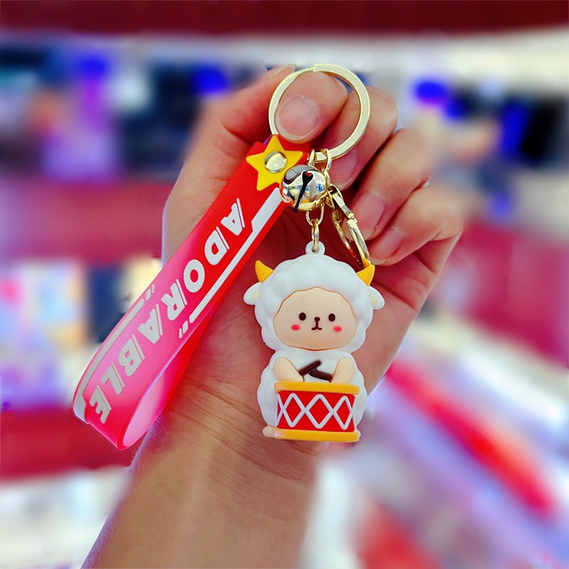 Creative Genuine Sheep Cotton Band Keychain Cute Music Sheep Organ Sheep Key Chain Men and Women Handbag Pendant