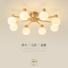 日式原木客厅吊灯北欧创意实木餐厅灯现代简约个性玻璃温馨卧室灯