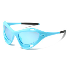 2022跨境新款猫眼太阳镜 欧美时尚骑行运动大框眼镜 个性Y2K墨镜