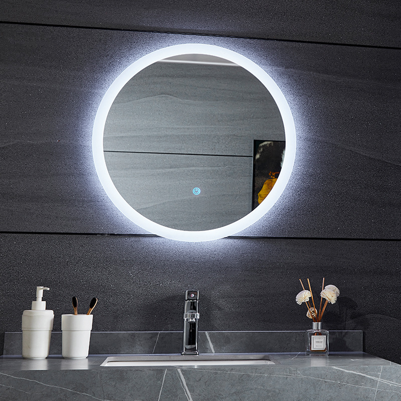 无框led灯镜家用欧式圆形壁挂卫浴镜智能卫生间浴室镜子镜灯一体