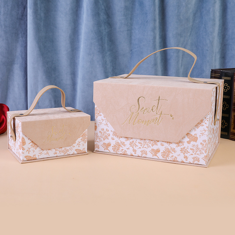 新款手提长方形硬盒婚礼伴手礼盒喜糖空纸盒宾客回礼盒礼品包装盒