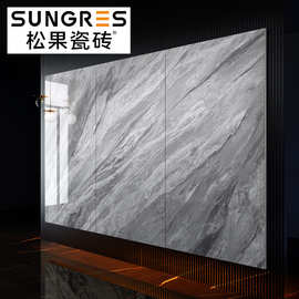 现代简约灰色大规格客厅通体大理石地砖连纹墙砖瓷砖1200x2400mm