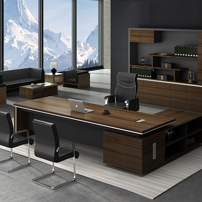 创黎老板桌椅组合现代简约办公家具轻奢经理桌老板大班台总裁主管