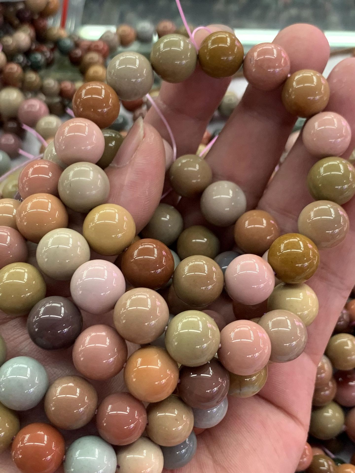 阿拉善彩玉 天然戈壁玛瑙 马卡龙奶昔色系 彩虹色散珠 水晶饰品