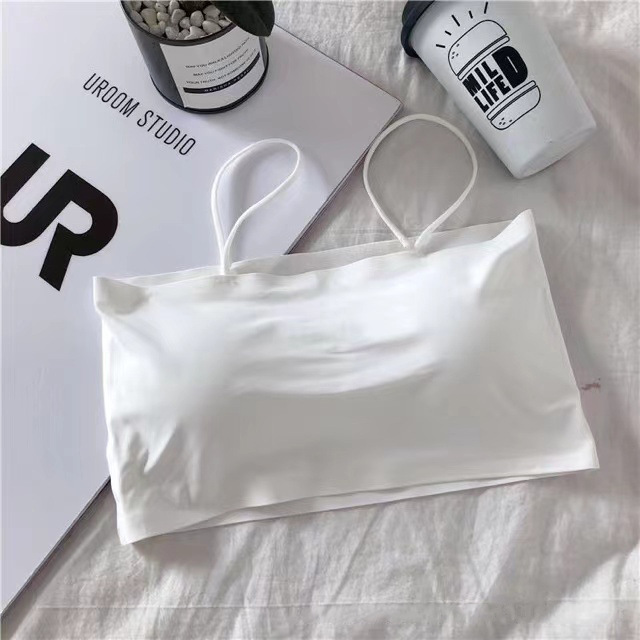 Beautiful Back Underwired Bra Ice Silk Sling Anti-Exposure Chest Wrap Underwear Female Student Korean Style Bandeau Bottoming Vest Inner Wear