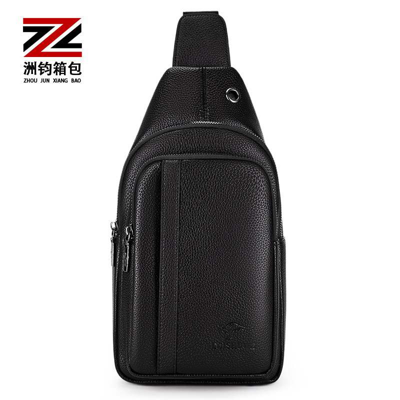 袋鼠男士胸包质感商务通勤斜挎包大容量防泼水耐磨单肩包跨境热卖