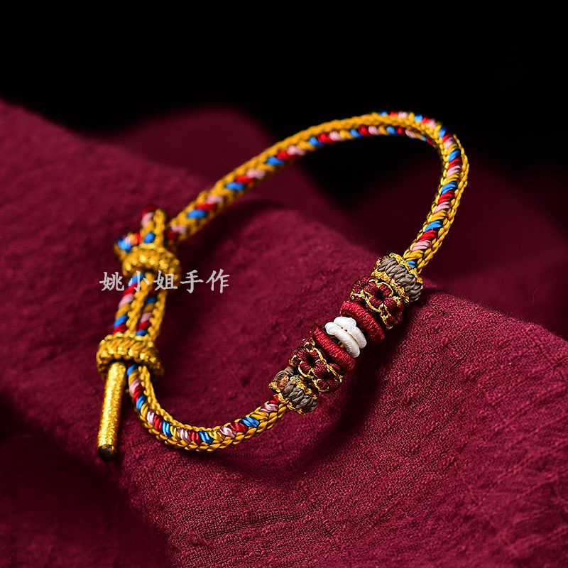 厂家供应 编织手链敦煌配色手工编绳手链半成品手链红绳手链批发