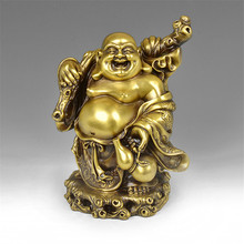 黄铜弥勒佛像大肚笑佛摆件黄铜布袋和尚黄金袋佛家居工艺品摆件